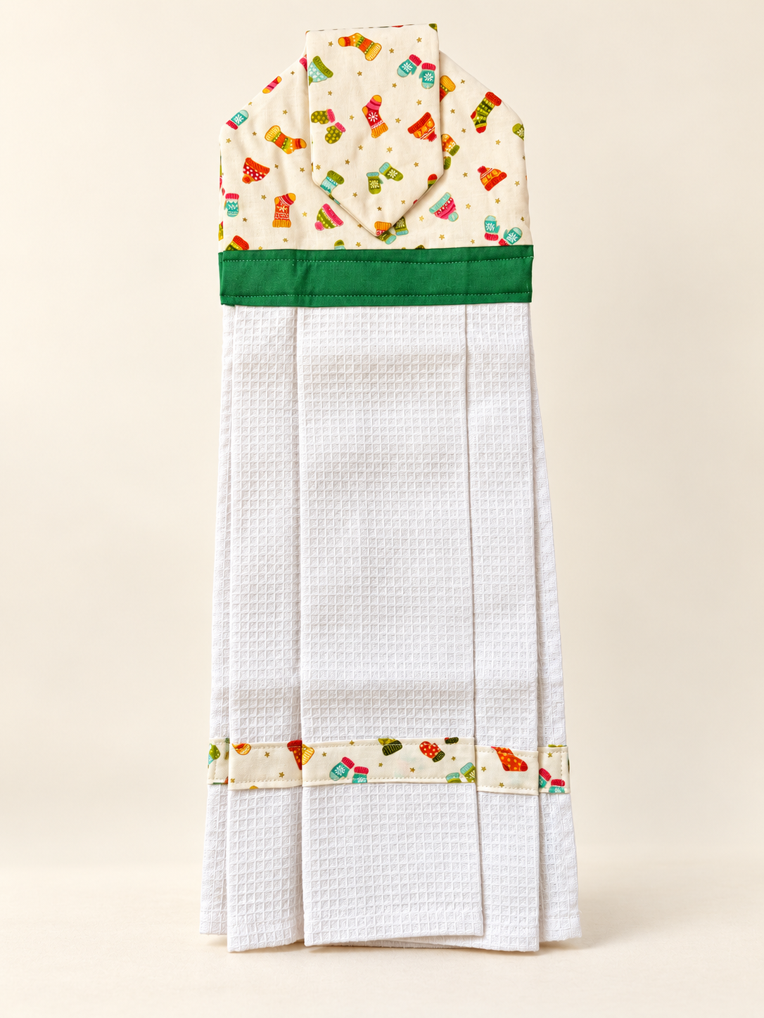 Christmas Hanging Tea Towel | Festive Mitten Kitchen Towel