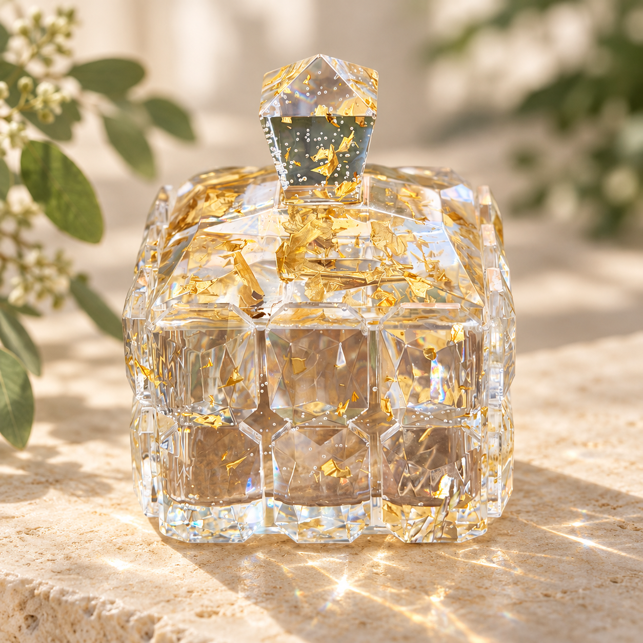 Tiered Resin Christmas Tree Decorations with Gold Leaf